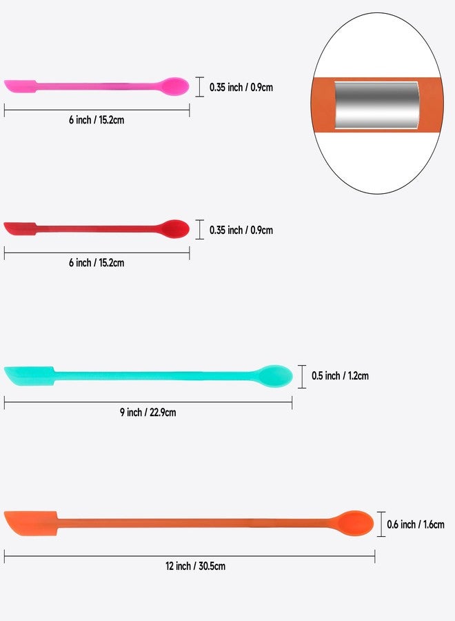 PCEEL Mini Spatula Silicone Spatula Set - 4pcs Small Makeup Scrapers for Cosmetics, Reusable Beauty Tiny Tools, Thin Jar Scraper, Get the Last of the Makeup Out of the Bottle(Multicolor) - Image 2